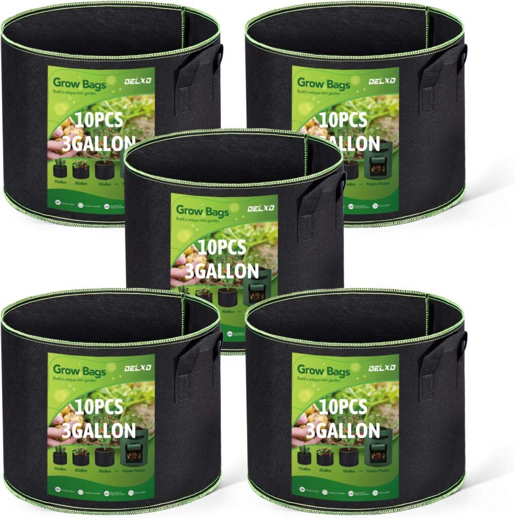 Delxo Garden Grow Bags 5 Gallon 10Pack Reusable Plant Growing Bags Fabric Pots for Planting Vegetable