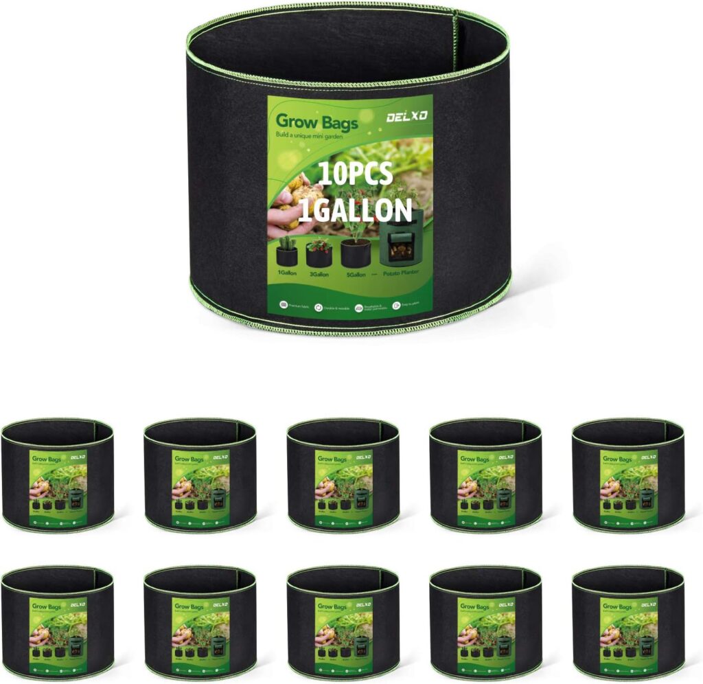 Delxo Garden Grow Bags 5 Gallon 10Pack Reusable Plant Growing Bags Fabric Pots for Planting Vegetable